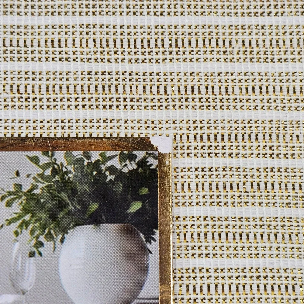 New Badgley Mischka Tablecloth 60x84 Rectangular Gold Ivory Metallic Striped
